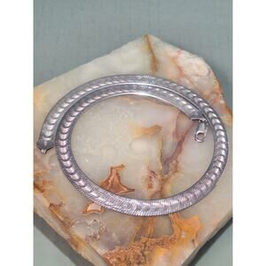 Italy 925 Sterling Silver Reversible Herringbone Snake Chain Necklace 28g- Milor